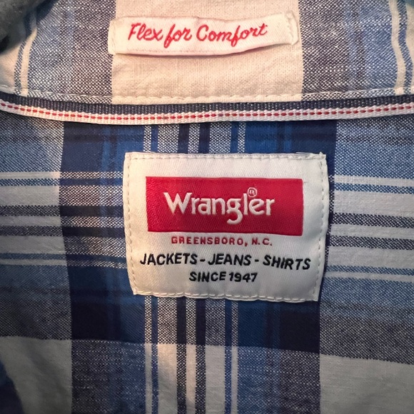 Wrangler Men’s Plaid blue/black/white button down Shirt Size EXTRA LARGE - Picture 4 of 9